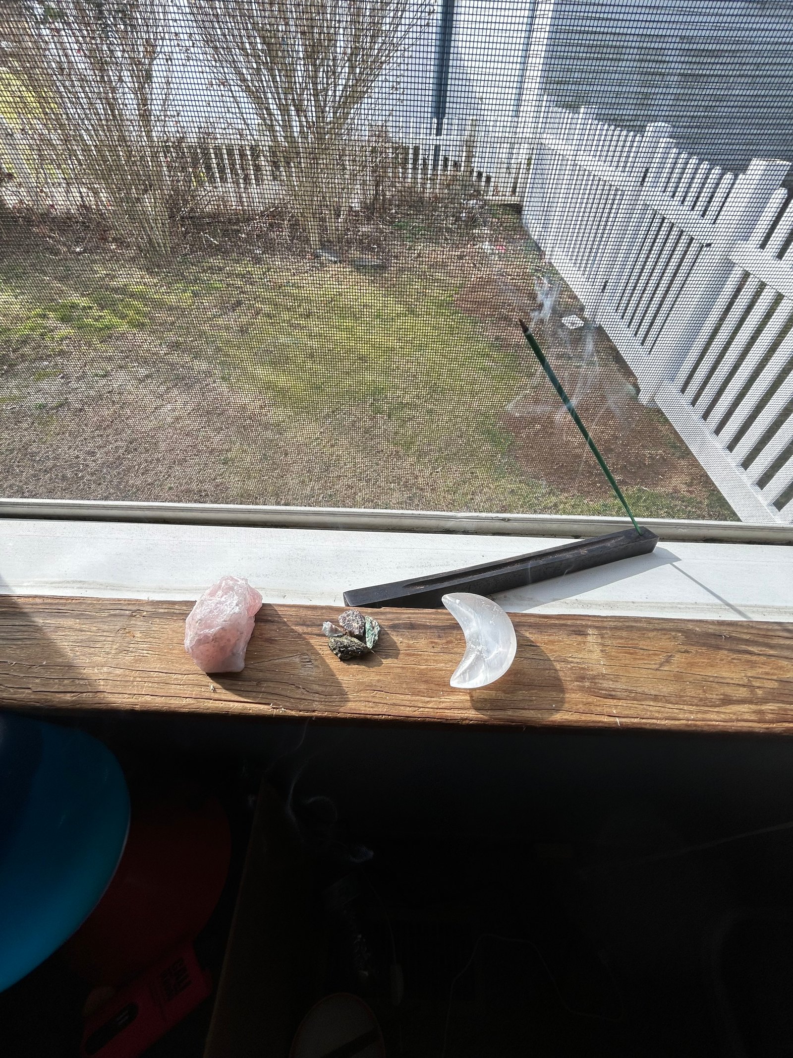crystals on windowsill